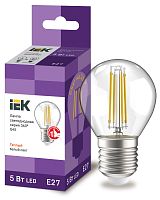 Лампа светодиодная G45 шар прозрачная 5Вт 230В 3000К E27 серия 360° | код LLF-G45-5-230-30-E27-CL | IEK